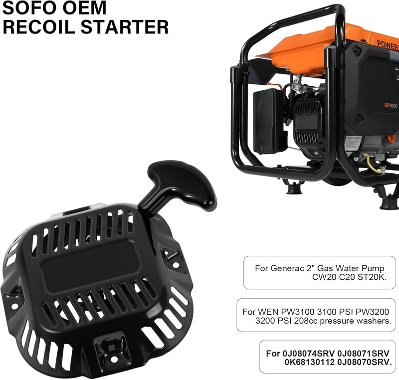 Sofo Pull Start Assembly for Generac 196cc 208cc 212cc Engine Recoil Starter GP3600 GP3250 GP3300 Generator Pull Cord Rope Replacement - Image 2